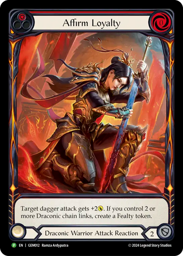 Target dagger attack gets +2{p}. If you control 2 or more Draconic chain links, create a Fealty token.